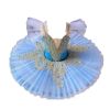 Blue Girls Ballet Tutu Dance Dress Kids Swan Dancing Costume Embroidery Sequin Ballet Gauze Skirt