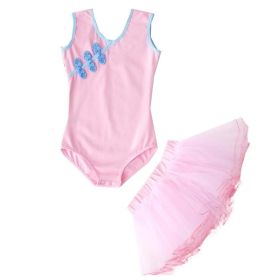Girls Ballet Dance Leotard Chinese Dance Ballet Skirt Practice Dress Set, Pink