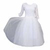 Women Lace White Ballet Dress Bubble Gauzy Long Ballet Skirt Dance Performance Costumes