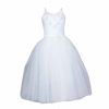 Women Sleeveless Ballet Long Dress Flower Dance Dress Gauzy Ballet Tutu Skirt Dance Performance Costumes