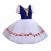 Girls Blue Ballet Dress Dance Puff Sleeve Tutu Bubble Short Dress Chorus Dance Performance Costumes