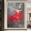Hand Painted Oil Paintin Red Dress Ballerina Oil Painting Art Dance Studio Hotel Living Room Hallway Luxurious Decorative Painting