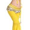 Yellow Belly Dance Scarf With Gold Coins Belt Velvet Skirt