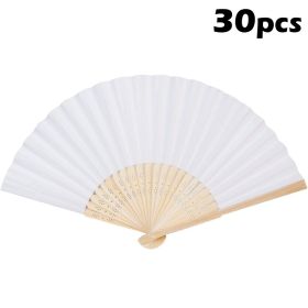 20/30/50pcs Hand-Painted Foldable Paper Fan White Folding Elegant Hand Fan Portable Party Wedding Supplies Gift Dance Fan Decor