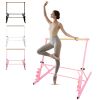 3.5FT Pink Solid Wood Ballet Barre With Adjustable Range Of 31.5-39.5 Inches For Dance Practice