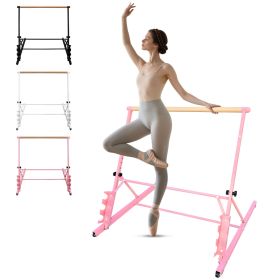 3.5FT Pink Solid Wood Ballet Barre With Adjustable Range Of 31.5-39.5 Inches For Dance Practice