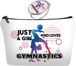 Personalized Gymnastics Travel Makeup Cosmetic Bag set with Mirror for women girls,Bride Bridesmaid Makeup Bag organizer kit for Gymnastics lovers