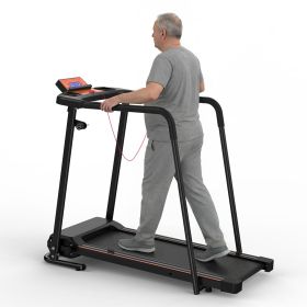 Walking Treadmills for Seniors, 2.5HP Portable Foldable Treadmill for Home with Extended Enclosed Handrails, Dual Shock Absorption, 300 lbs Capac
