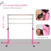 Pink Professional Gymnastics Bar for Kids Toddler Home Gym Equipment with 13-Level Adjustable Height