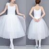 Women Sleeveless Ballet Long Dress Gauzy Ballet Tutu Skirt Dance Stage Performance Costumes
