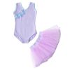 Girls Ballet Dance Leotard Chinese Dance Ballet Tutu Skirt Practice Dress Set, Purple
