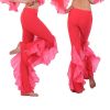 Rose Pink Belly Dance Elastic Lotus Leaf Pants Belly dance costume