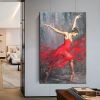 Hand Painted Oil Paintin Red Dress Ballerina Oil Painting Art Dance Studio Hotel Living Room Hallway Luxurious Decorative Painting