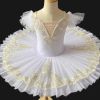 Girls Ballet Tutu Dress White Kids Embroidery Sequin Ballet Dance Gauze Skirt Swan Dancing Costume