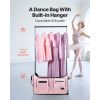 Dance Bag with Garment Rack, 29 Inch Rolling Dance Duffel, with Wheels, Height Adjustable Clothes Rack, USB Port, Privacy Protection Curtain