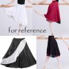 Women 2-Layer Reversible Chiffon White Black Ballet Skirt Waist Tie Long Scarf Tutu Skirts, 58cm