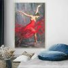 Hand Painted Oil Paintin Red Dress Ballerina Oil Painting Art Dance Studio Hotel Living Room Hallway Luxurious Decorative Painting
