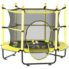 4.6 Trampoline for Kids with Safety Enclosure & Ball Pit, Yellow (Option: Yellow-1020x320x180 mm)