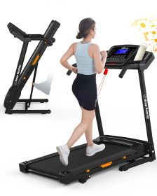 FYC Folding Treadmill for Home Office Use Walking Jogging Running Machine Incline Treadmill 330LBS Weight Capacity Foldable Compact Treadmill wit (Color: Orange)